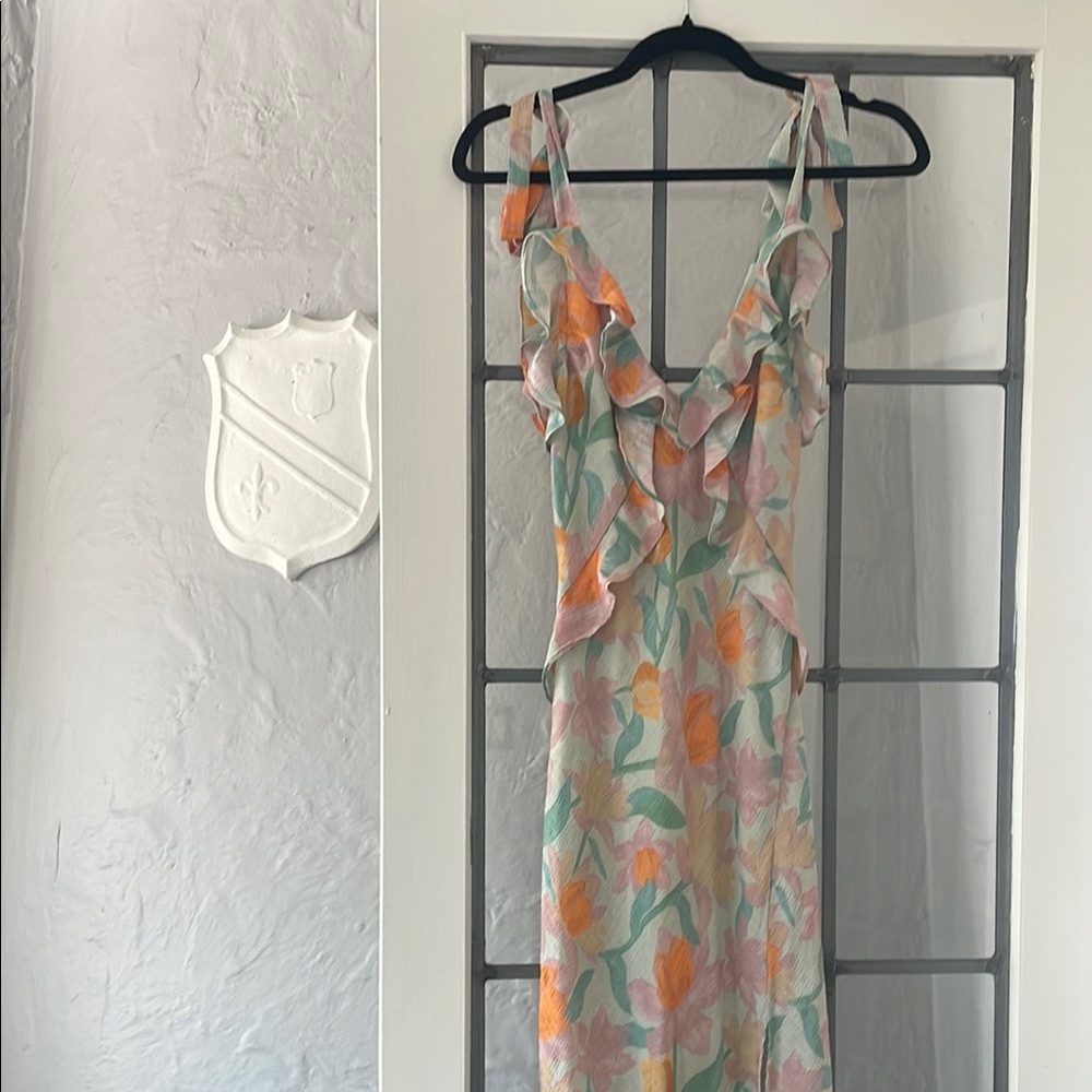 Astr Floral Maxi Dress - Orange, Green, Pink